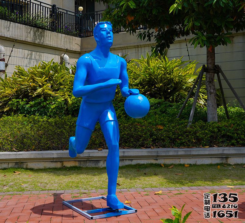 公園廣場玻璃鋼運(yùn)動打籃球的人物雕塑